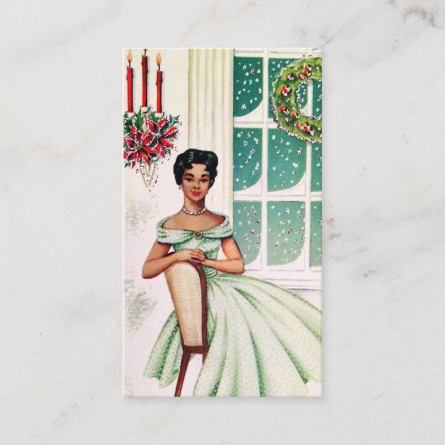 La rétro dame vintage de Noël ajoutent la carte de (Devant)