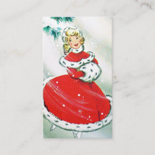 La rétro dame vintage de Noël ajoutent la carte de