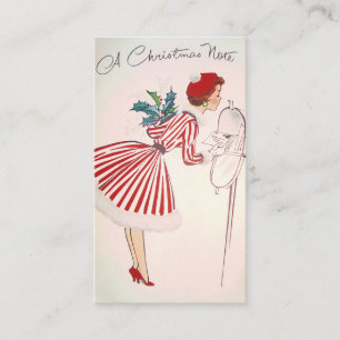 La rétro dame vintage de Noël ajoutent la carte de