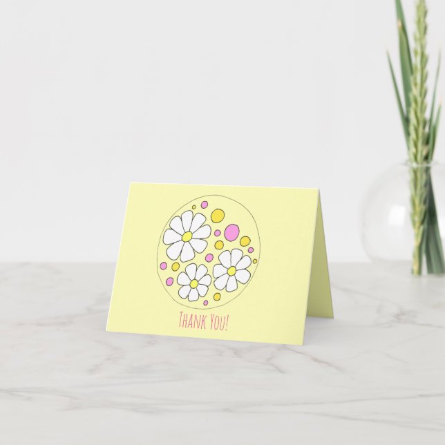 La rétro marguerite fleurit la note de Merci (Devant)