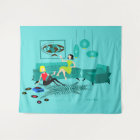 La rétro nuit de la fille en tapisserie