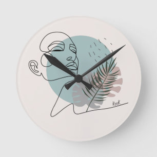 La rêveuse endormie-Art minimaliste Round Clock