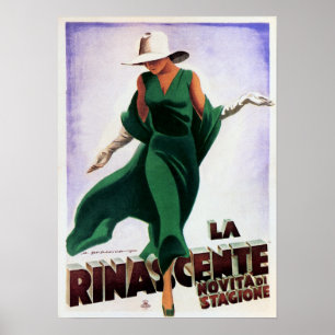 LA RINASCENTE Advertisement Art Deco Vintage Italy Poster