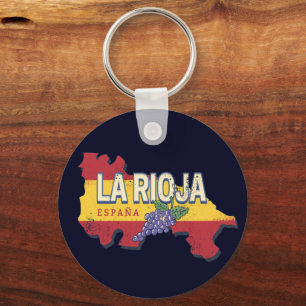 La Rioja Spain Retro Region Vines Vintage Wine Keychain