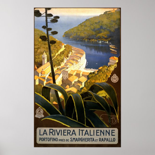 La Riviera Italienne Italie poster de voyage vinta (Devant)