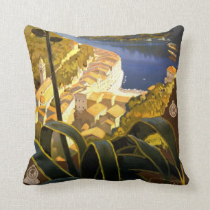 La Riviera Italienne Portofino Travel Poster 1920 Throw Pillow