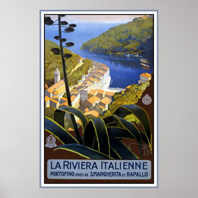 "La Riviera Italienne" Vintage Travel Poster (Front)