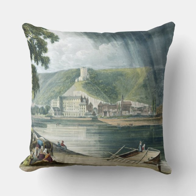La Roche, from 'Views on the Seine', engraved by T Throw Pillow (Front)