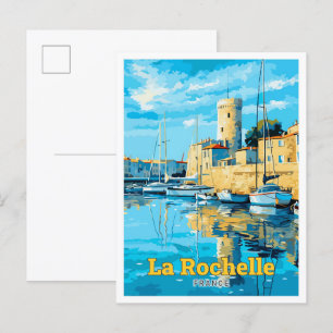 La Rochelle France Travel Vintage Illustration Postcard