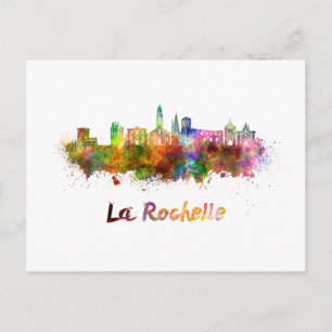 La Rochelle skyline in watercolor Postcard