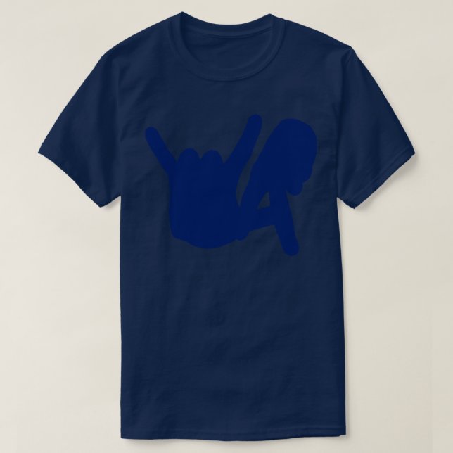 LA Rocks Hands Silhouette Blue TShirt (Design Front)