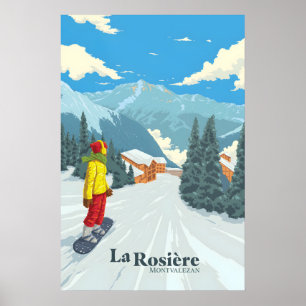 La Rosiere Snowboarding Travel Poster