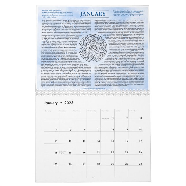 La roue de la mystique du calendrier mural de (Jan 2026)