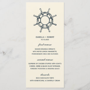 La roue du navire bleu Menu Mariage nautique