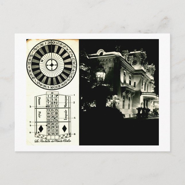 La Roulette de Monte Carlo, Monaco Vintage Postcard (Front)