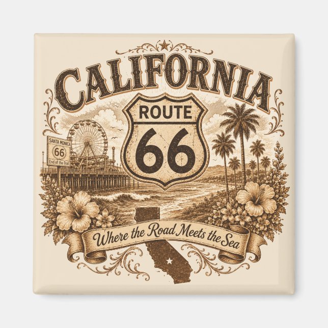 LA Route 66 Santa Monica Terminus Magnet (Front)