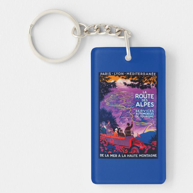 La Route Des Alpes Vintage PosterEurope Keychain (Front)