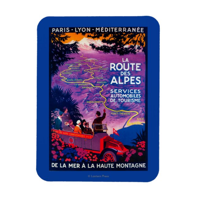La Route Des Alpes Vintage PosterEurope Magnet (Vertical)