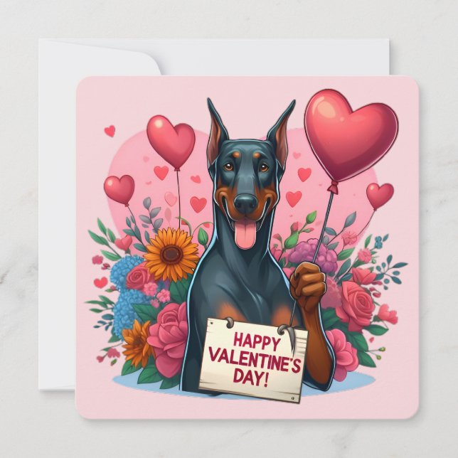 La Saint-Valentin - Doberman 1 - Carte (Devant)