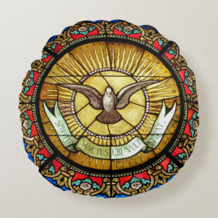 La Sainte-Chapelle  Stained glass window Round Pillow