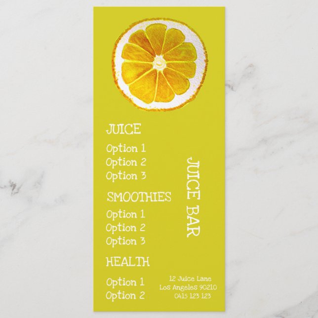 La santé de jus boit le menu (Devant)