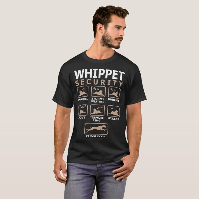La sécurité de chien de whippet choie le T-shirt (Devant entier)
