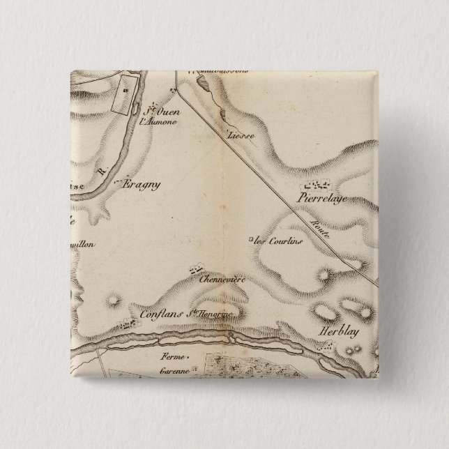 La Seine, l'Oise 2 Inch Square Button (Front)