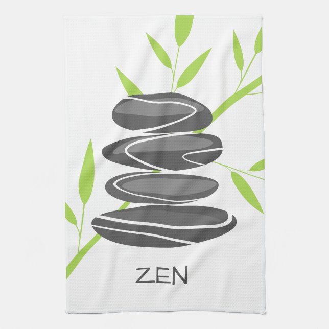 La serviette de cuisine de zen avec le caillou (Vertical)