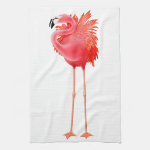 La serviette de cuisine rose tropicale de Flamant