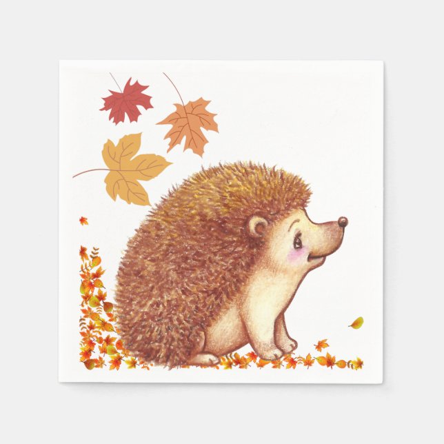 La serviette en papier de hérisson Wildlife Cute.  (Devant)