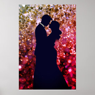 La silhouette du jeune amour sur une affiche mural
