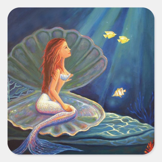 La sirène en coquille d'obus - Stickers Carrés (Devant)