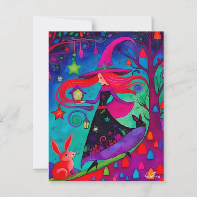 La sorcière de Noël Carte de vacances 10 dessins (Devant)