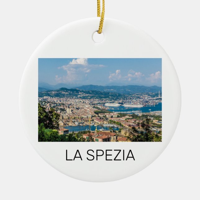 La Spezia Cityscape Liguria Italy Holiday Souvenir Ceramic Ornament (Front)