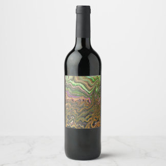 La Strada 1 Wild Green Abstract Wine Bottle Label