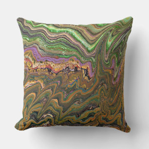 La Strada 1 Wild Green Gold Abstract Accent Pillow