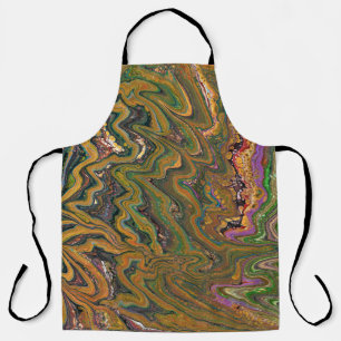 La Strada 2 Green and Gold Abstract Apron
