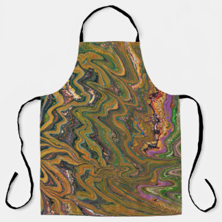 La Strada 2 Green and Gold Abstract Apron