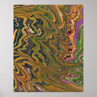 La Strada 2 Green Gold Abstract Poster Art Print