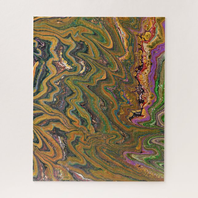 La Strada 2 Puzzle Abstrait vert et or (Vertical)