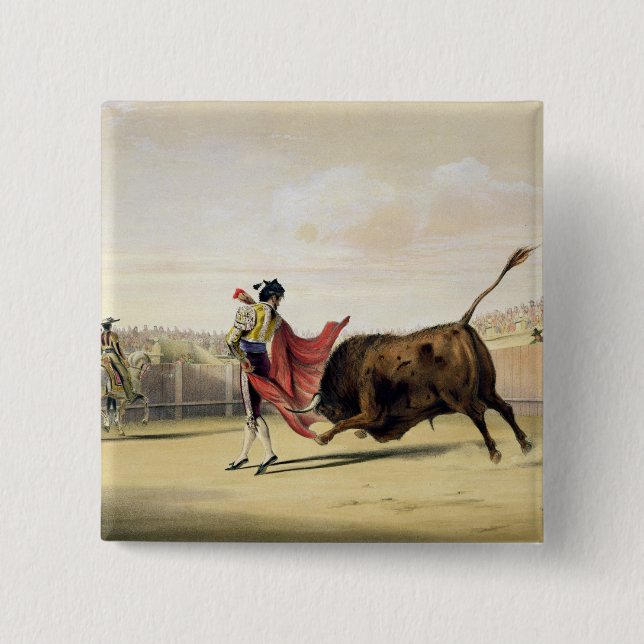 La Suerte de la Capa, 1865 (colour litho) 2 Inch Square Button (Front)