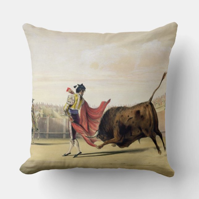 La Suerte de la Capa, 1865 (colour litho) Throw Pillow (Front)