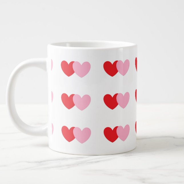 La tasse à café Valentine aux coeurs rose et rouge (Gauche)