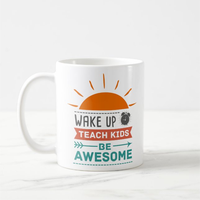 La tasse colorée mignonne se réveillent enseignent (Gauche)