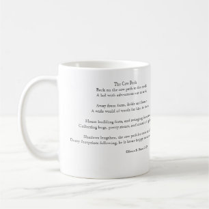 La tasse de café de chemin et de poème de vache