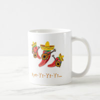 La tasse de café, poivrons de piments, mariachi se