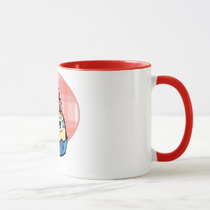 La tasse de deux tons huent le petit gâteau