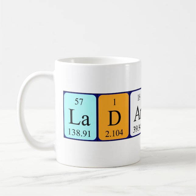 La tasse de nom de table périodique Ladarius (Gauche)