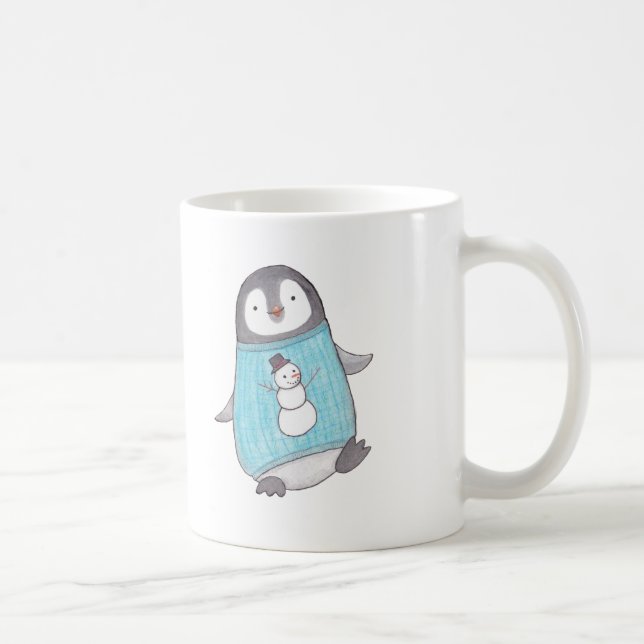 La tasse mignonne de pingouin a personnalisé la (Droite)