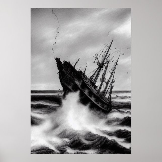 La tempête sur la mer | AI Art Poster (Devant)